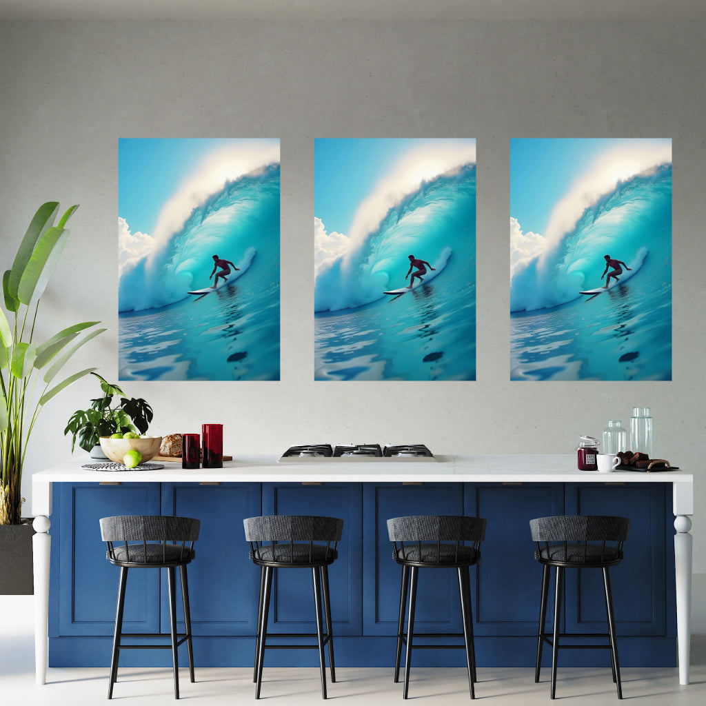 SURFING Wall Art Sport Decor Peel & Stick Removable Repositionable Frameable Home Decor Gift