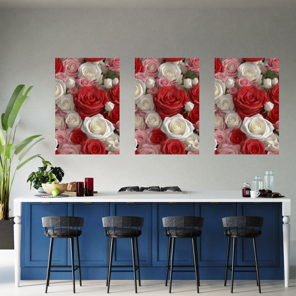 ROSES Wall Art Decor Peel & Stick Removable Repositionable Frameable Home Decor Gift