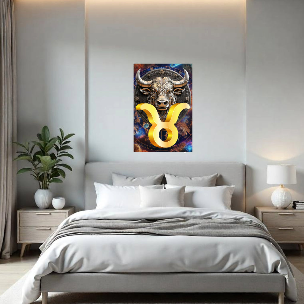 Zodiac Sign TAURUS (April May) Wall Art Astrology Decor Peel & Stick Removable Repositionable Frameable Home Decor Gift