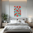 RED FLOWER Wall Art Decor Peel & Stick Removable Repositionable Frameable Home Decor Gift