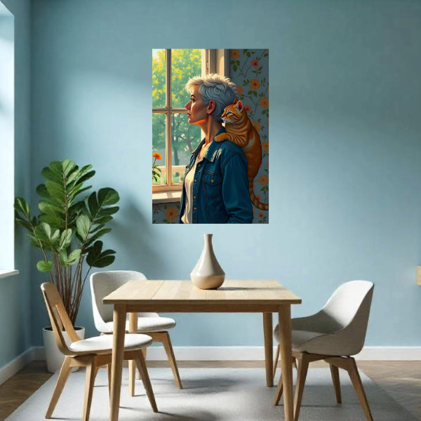 CAT WOMAN Portrait  Original Wall Art Decor Beauty Design Home Affordable Long Lasting Gift