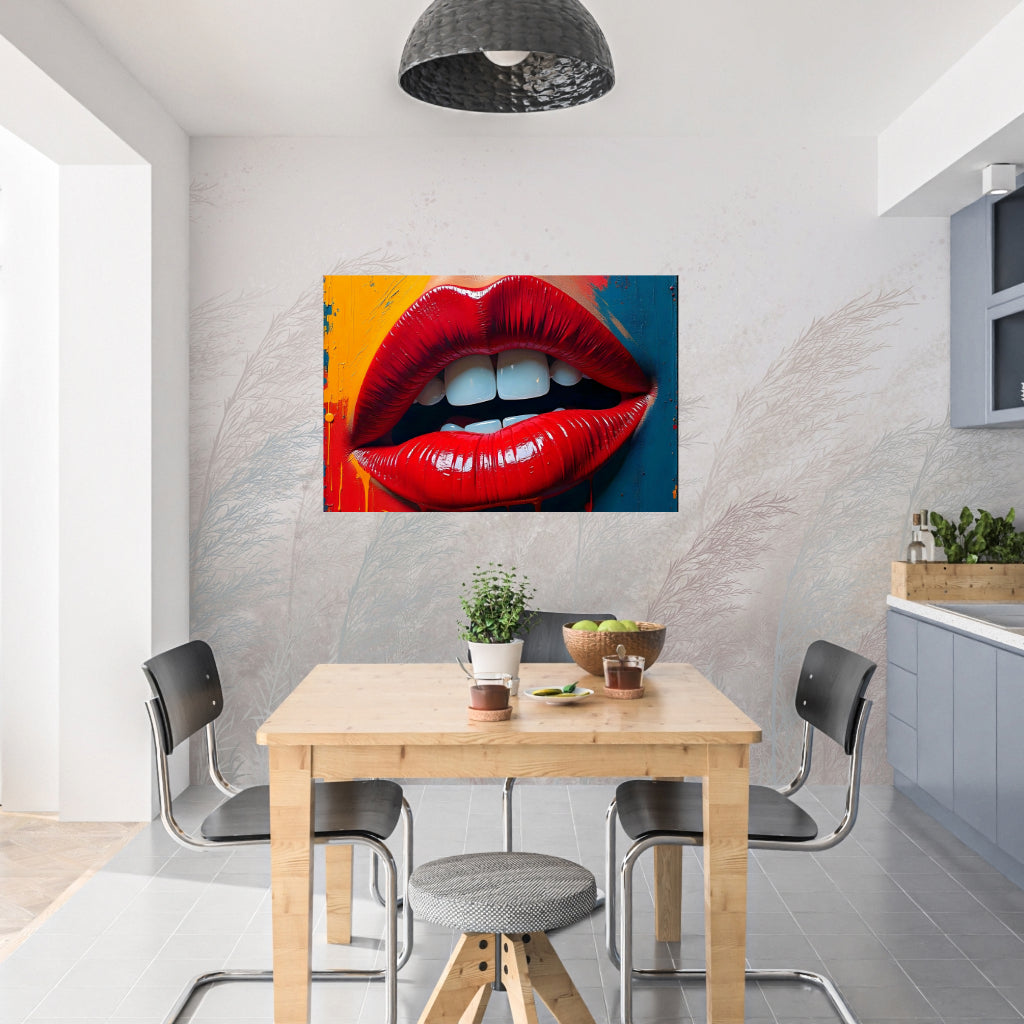 Pop Art LIPS Wall Art Decor Peel & Stick Removable Repositionable Frameable Affordable Home Decor Gift