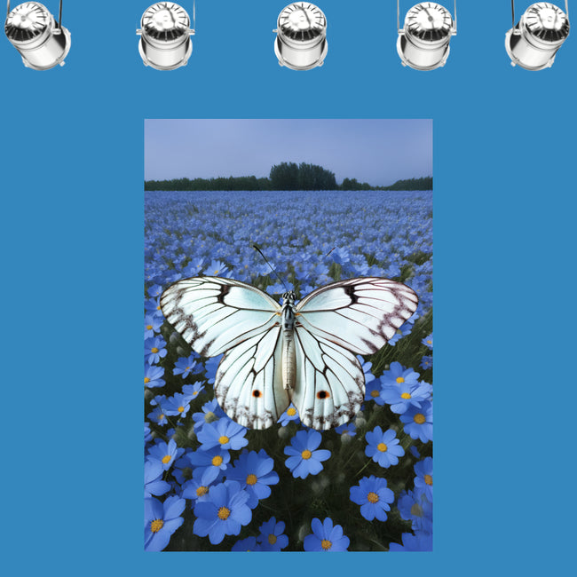 WHITE BUTTERFLY OVER DAISIES Wall Art Decor Peel & Stick Removable Repositionable Frameable Home Decor Gift