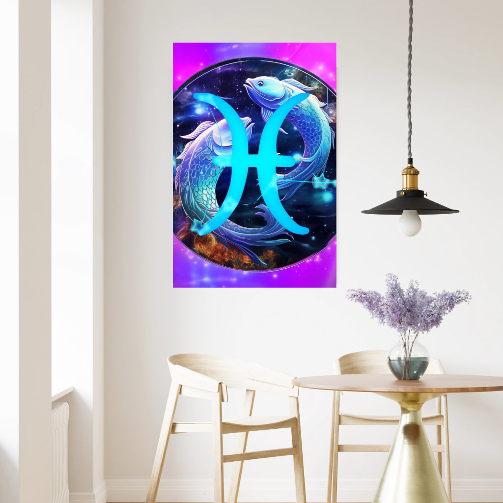 PISCES Zodiac Sign (February March) Wall Art Decor Peel & Stick Removable Repositionable Frameable Home Decor Gift