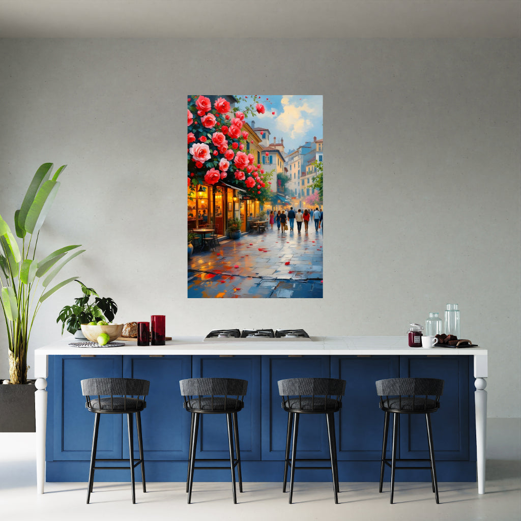 CAFE ON ROSES STREET Realism Wall Art - Peel & Stick, Removable, Repositionable – Affordable Home Decor Gift