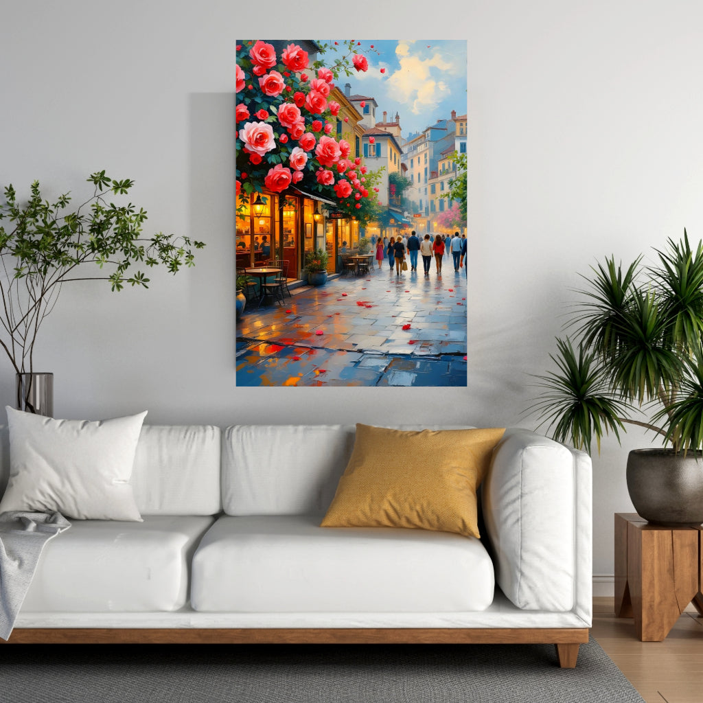 CAFE ON ROSES STREET Realism Wall Art - Peel & Stick, Removable, Repositionable – Affordable Home Decor Gift