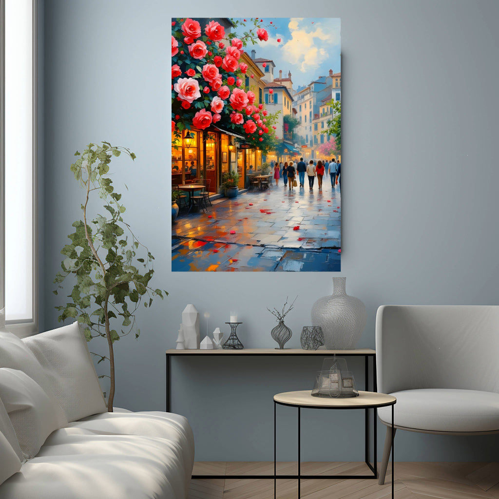 CAFE ON ROSES STREET Realism Wall Art - Peel & Stick, Removable, Repositionable – Affordable Home Decor Gift