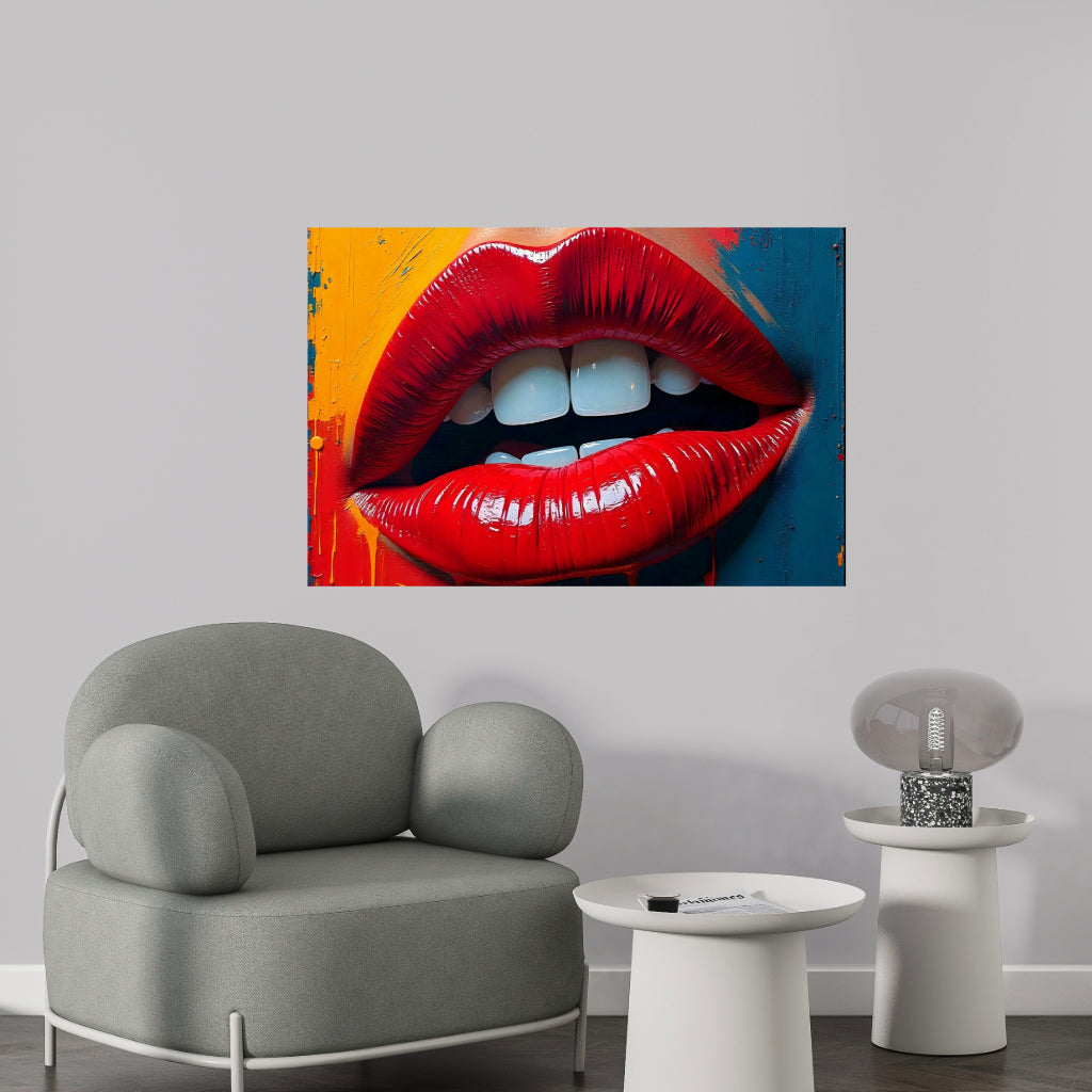 Pop Art LIPS Wall Art Decor Peel & Stick Removable Repositionable Frameable Affordable Home Decor Gift