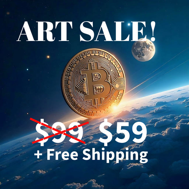 BITCOIN UP Wall Art Decor Peel & Stick Removable Repositionable Frameable Home Decor Gift