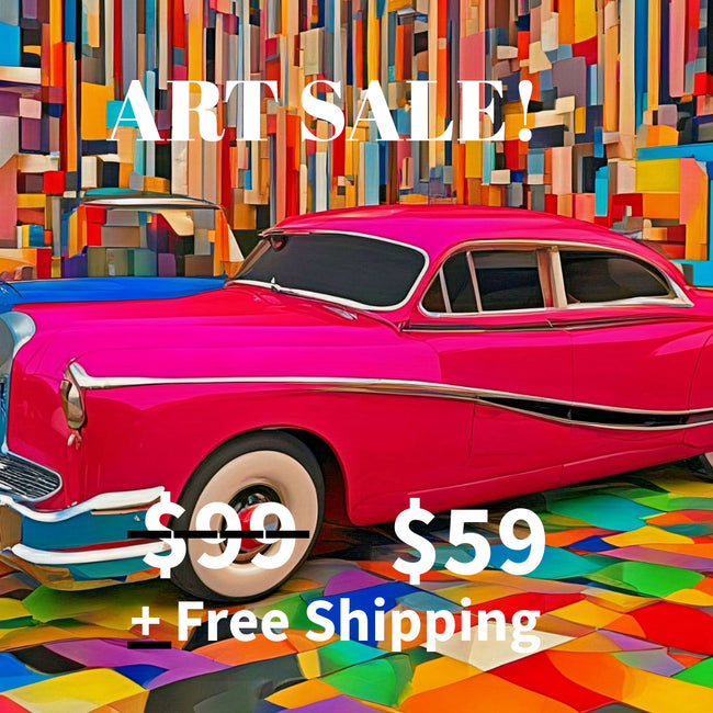 CAR Pop Art Wall Art Decor Peel & Stick Removable Repositionable Frameable Affordable Home Decor Gift