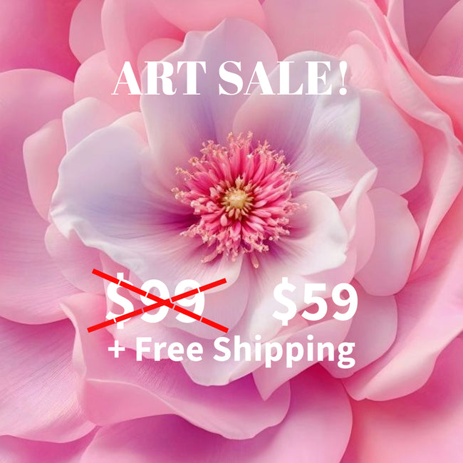 PINK FLOWER Wall Art Decor Peel & Stick Removable Repositionable Frameable Home Decor Gift