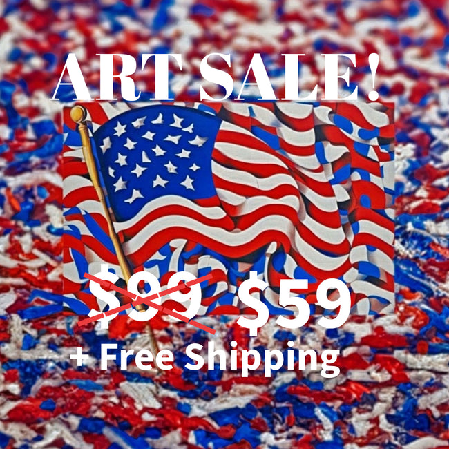 USA FLAG #5 Wall Art Decor Peel & Stick Removable Repositionable Frameable Affordable Home Decor Gift