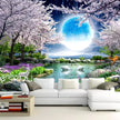 Moon Cherry Blossom Tree Nature Landscape Mural Wallcovering #55 | Modern  Home Decor | 9+ Sizes | 7 Materials