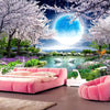 Moon Cherry Blossom Tree Nature Landscape Mural Wallcovering #55 | Modern  Home Decor | 9+ Sizes | 7 Materials