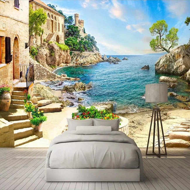 Italian Bay Artistic 3D Mural Wallcovering #72 | Wallpaper Home Wall Decor | Choice of 7 Materials | 9+ Sizes