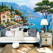 Mediterranean  Landscape from Oil Painting Wallcovering #27 | Home Decor | 9+ Sizes | 7 Materials