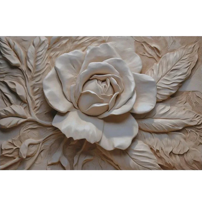 Retro 3D Embossed Rose Flower Artistic Wallcovering #76 | Choice of 7 Materials | 9+ Sizes