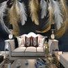 3D Creative Golden White Feather #11 | Modern Wallcovering Home Decor | 9+ Sizes | 7 Materials