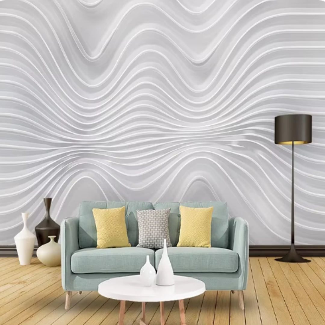 Stereoscopic Embossed Curve Stripe Mural Wallcovering #20 | 3D Home Wall Decor |  9+ Sizes | 7 Materials