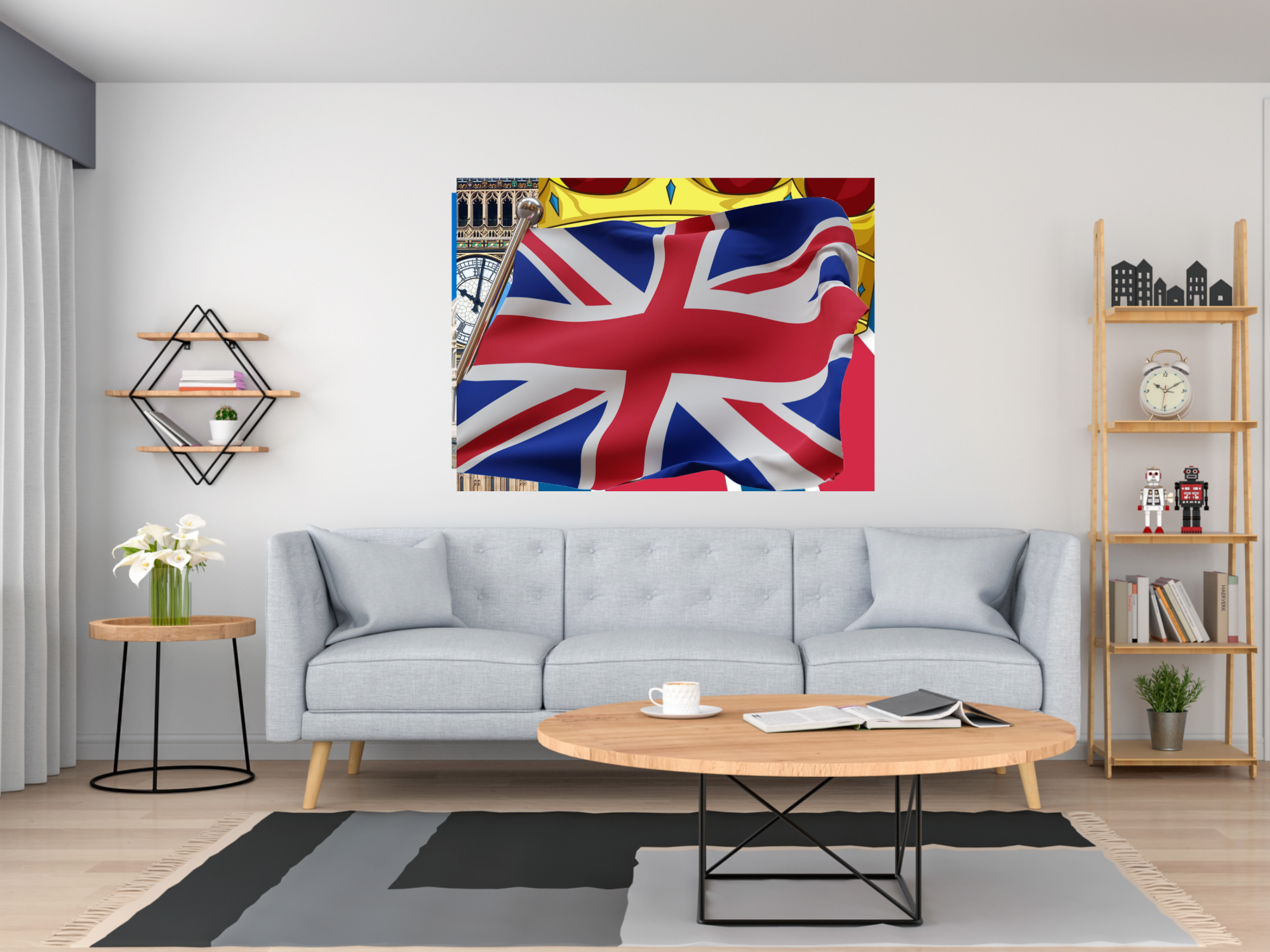 Wall Art UNITED KINGDOM UK Flag  Canvas Print Painting GW Original Giclee Love Nice Beauty Fun Design Fit Hot House Home Office Gift Ready Hang