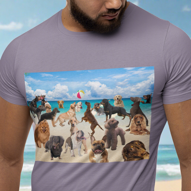 T-Shirt BEACH DOG PARK Fun Beauty Art Animal Lover Design Shirt Jersey Short Sleeve Style Tee Fit for Summer Party Gift for Her Him Happy People