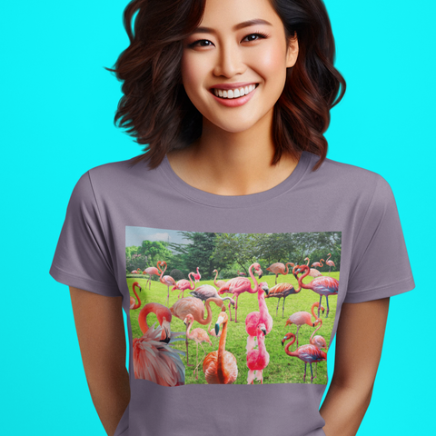 T-Shirt FLAMINGO PARK Funny Beauty Art Green Design Shirt Jersey Short Sleeve Style Tee Fit for Party Gift for Her Him Happy People
