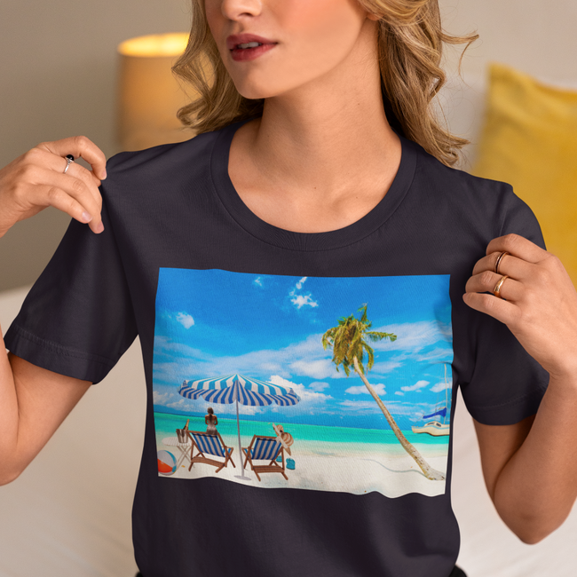 T-Shirt BEACH WAITING for YOU Unisex Fun Beauty Art Jersey Short Sleeve Style Tee Fit Hot Red Heart Work Party Gift Happy Friend Girlfriend