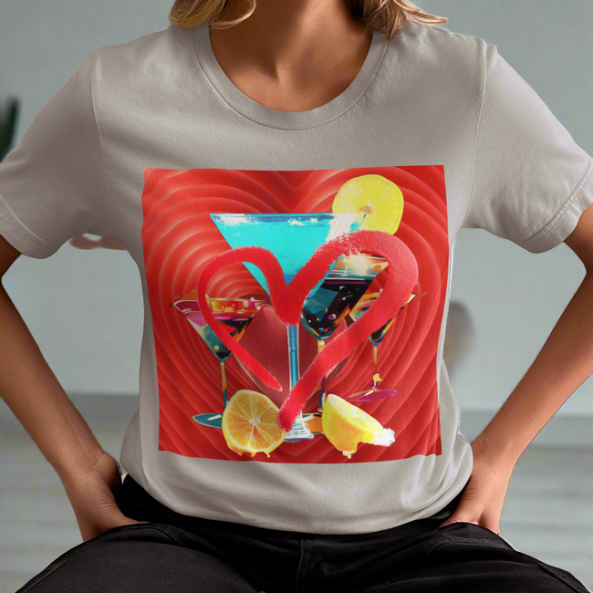 T-Shirt LOVE MARTINI Fun Beauty Art Lover Drink Design Shirt Jersey Short Sleeve Style Tee Fit for Gift Her Him Mother Father Happy People