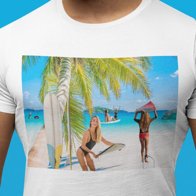 T-Shirt BEACH SURFING Unisex Fun Beauty Art Ocean Water Sun Sand Design Jersey Short Sleeve Style Tee Fit Hot Red Heart for Work Party Gift Happy Mother Girlfriend