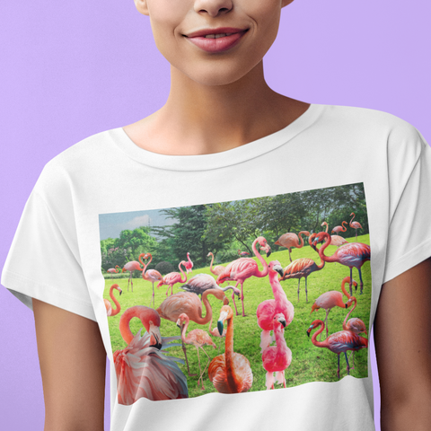 T-Shirt FLAMINGO PARK Funny Beauty Art Green Design Shirt Jersey Short Sleeve Style Tee Fit for Party Gift for Her Him Happy People