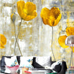 Yellow Flowers Artistic Mural Wallcovering #47 | 3D Home Wall Decor | B & W | 9+ Sizes | 7 Materials